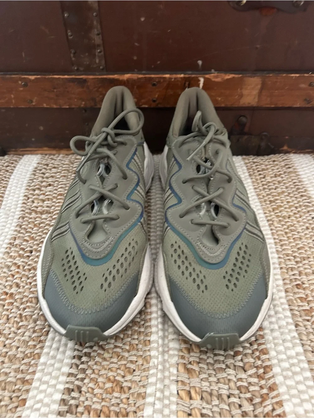 adidas Ozweego Men’s Low Top Lace Up Sneaker Green/Gray/White Rubber